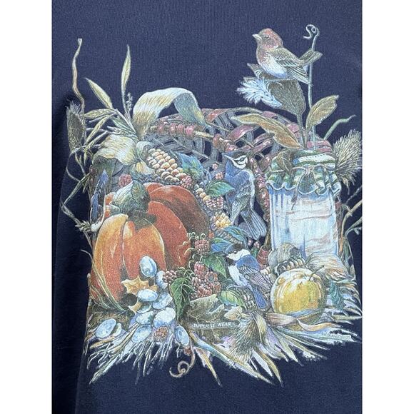 Vintage 90’s Jerzees Impulse Wear Sweatshirt Fall Harvest Pumpkin Large Blue - Picture 2 of 7